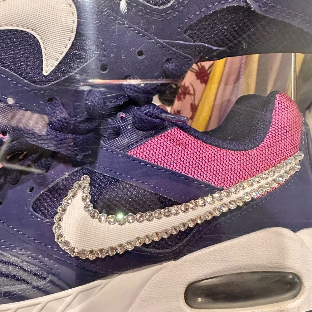Size 6.5 - Nike Air Max Ivo Blue Pink With Swarovski rhinestones - Picture 5 of 6